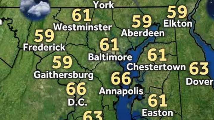 Weather: Stray showers possible Friday night west of Baltimore