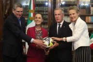 Claudia Sheinbaum recibe en Palacio Nacional al primer ministro de Canadá, Mark Carney