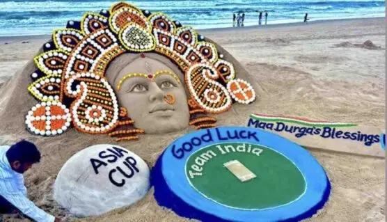 Asia Cup Final: Sudarsan Pattnaik Wishes Team India Luck With Goddess Durga Sand Art