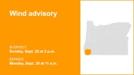 Wind advisory affecting Eastern Curry County and Josephine County Sunday and Monday
