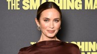 Emily Blunt just styled a backless mini dress with sheer polkadot tights, and it's perfect for an autumn party
