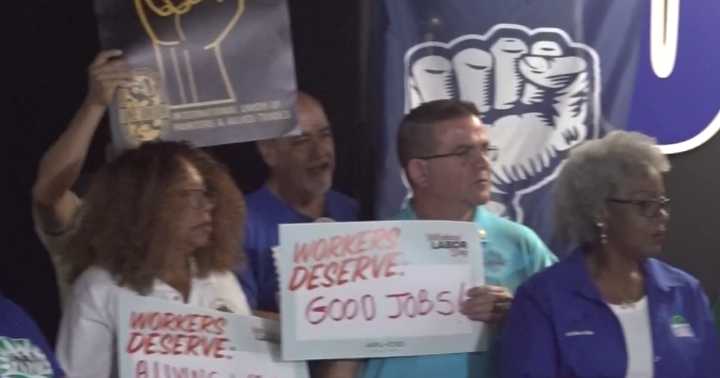 Union leaders rally in South Florida against deportations, funding cuts on Labor Day