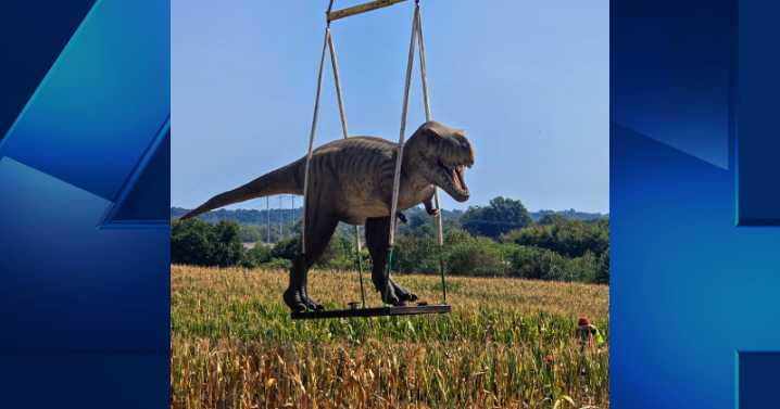 Dinos drop from the skies in Santa Claus, Indiana