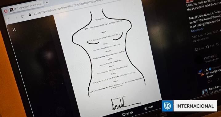 El saludo de Trump a Epstein con el dibujo de una mujer desnuda que la Casa Blanca calificó como falsa