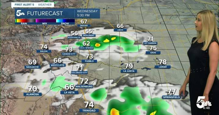 Cooler temperatures on Wednesday with afternoon thunderstorms
