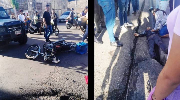 Doble fractura en huesos de jubilado ocasionó choque de moto y carro