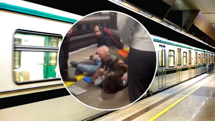 Pasajeros del metro de Londres reducen con violencia a un carterista después de pillarle robando un teléfono en plena hora punta