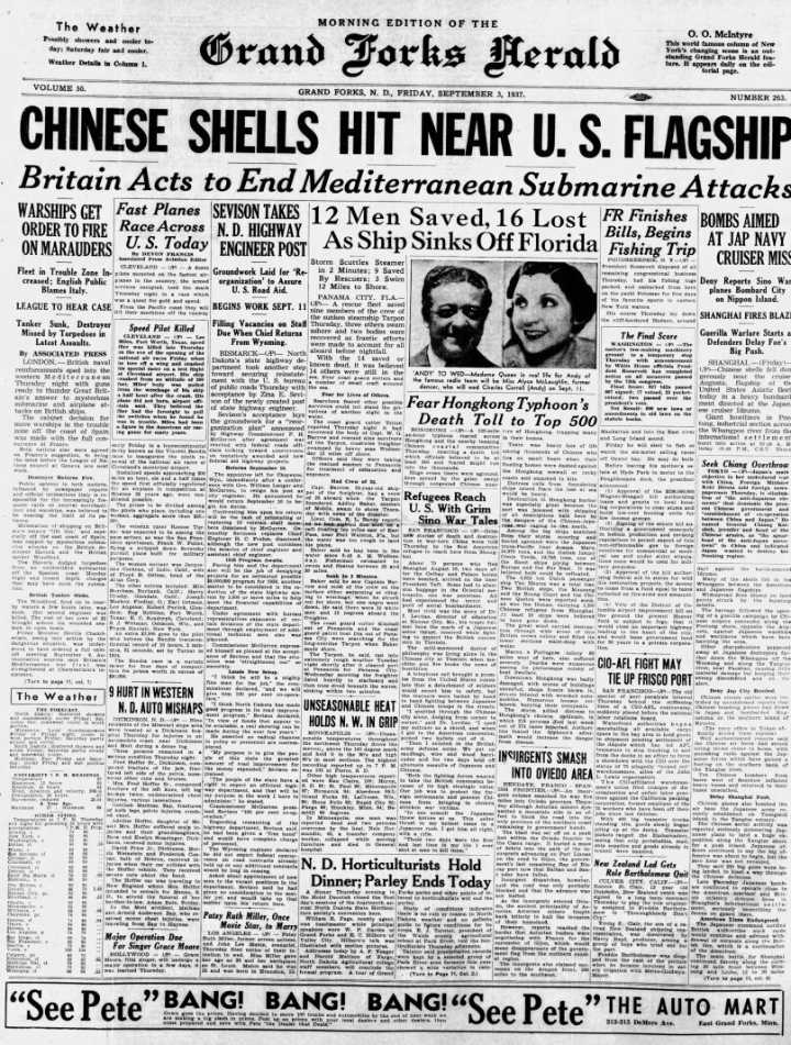 Today in History: September 3, 1937 - North Dakota obtains funds for student loans