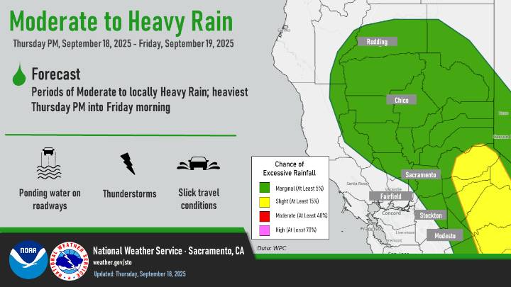 Showers and thunderstorms today through Saturday with elevated fire weather conditions