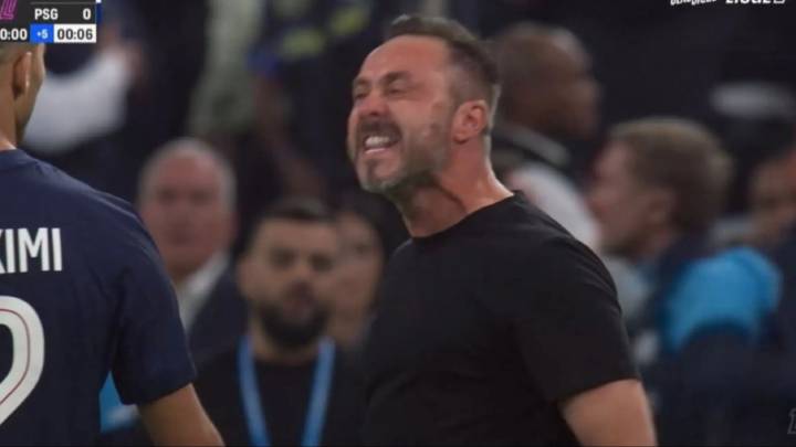 Roberto De Zerbi explodes at referee and sent off in bizarre moment as Marseille beat PSG