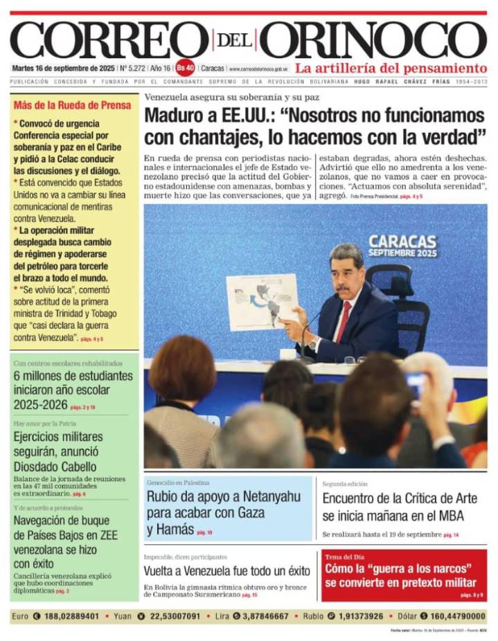 Edición Impresa Correo del Orinoco N° 5.272
