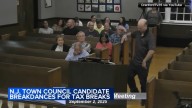 Man breakdances in protest against property tax hikes at town hall meeting in Cranford, New Jersey