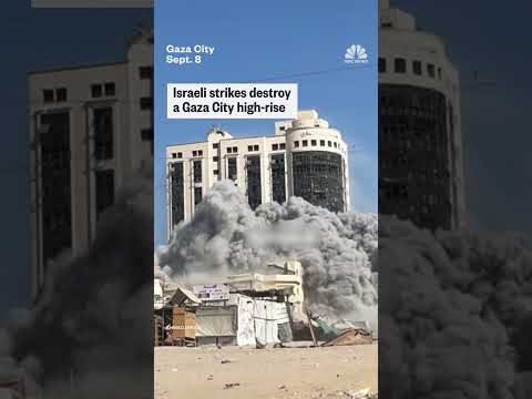 Israeli strikes destroy a Gaza City high