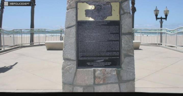Huntington Beach police seek to identify man who allegedly stole bronze memorial plaque