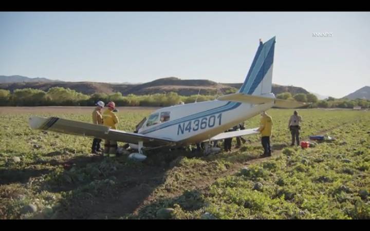 Plane lands safely in Valencia watermelon field after engine failure