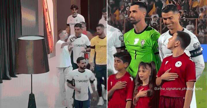 El doble momento viral de Cristiano Ronaldo con la selección de Portugal: del empujón a un fan a la emoción con un niño