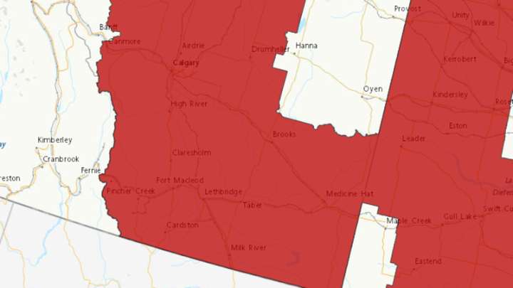 Air quality warning issued for most of southern Alberta
