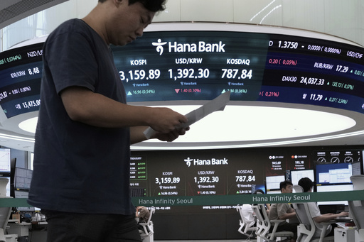 Asian shares are mixed and gold sets a fresh record high of over $3,550 per ounce