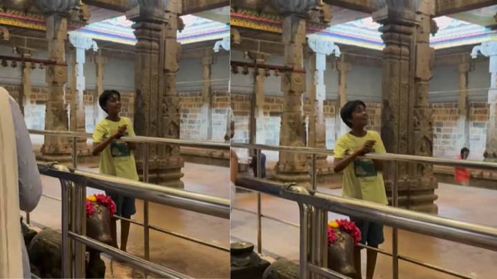Viral Video Of A Boy Singing Bhajan At Tamil Nadu Temple With Pure Devotion Will Give You Goosebumps