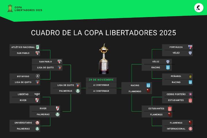 Definido. Así está el cuadro de semifinales de la Copa Libertadores 2025