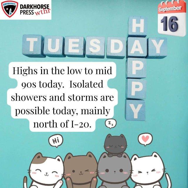 Tuesday Weather: Partly sunny and warm, slight chances of showers later