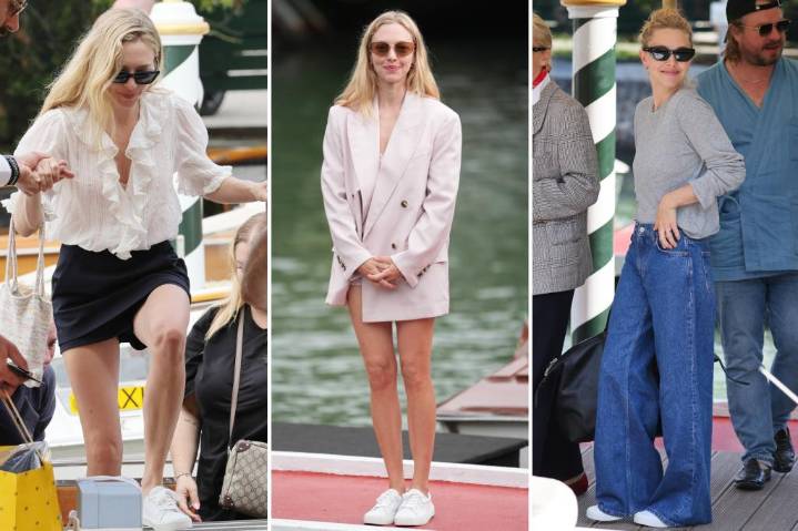 Amanda Seyfried wore Cariuma sneakers three times at the Venice Film Festival