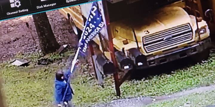 CTV video catches suspect ripping down "Trump" flag from property