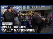 Heavy Police Presence As Rival Protest Groups Rally In Melbourne And Across Australia