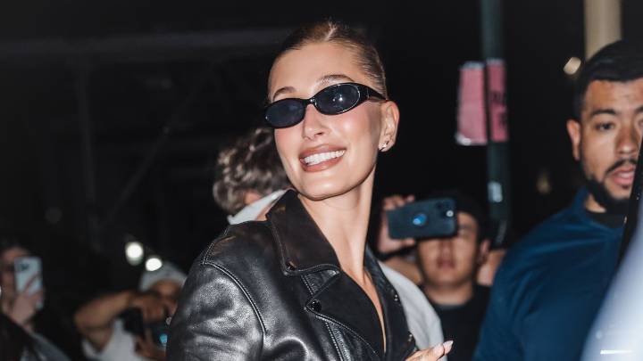 Hailey Bieber Hops on the Lingerie as Clothing Trend With YSL Mini Dress
