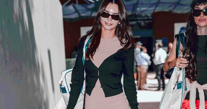 Emily Ratajkowski Serves Chic Glam With Tank Dress & Sneakers at US Open 2025