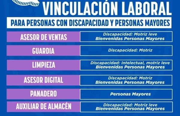 Ofrecen vacantes laborales para adultos mayores y personas con discapacidad