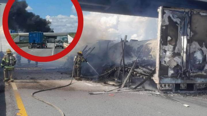 Tráiler choca contra pipa y provoca fuerte explosión y caos en Apodaca