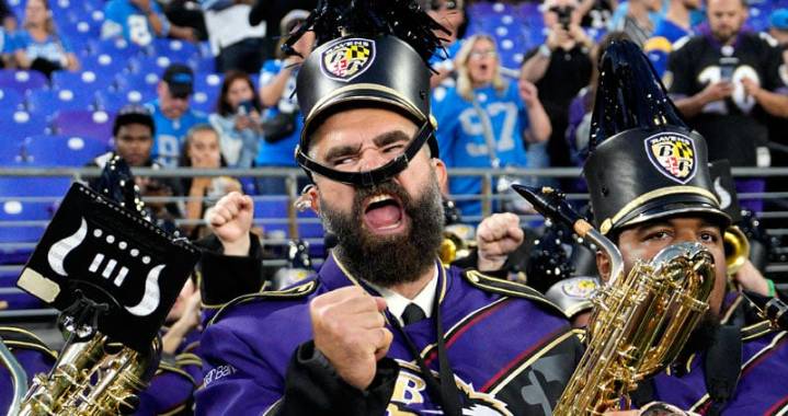 Jason Kelce Plays Saxophone in Surprise Marching Band Appearance at NFL Game 