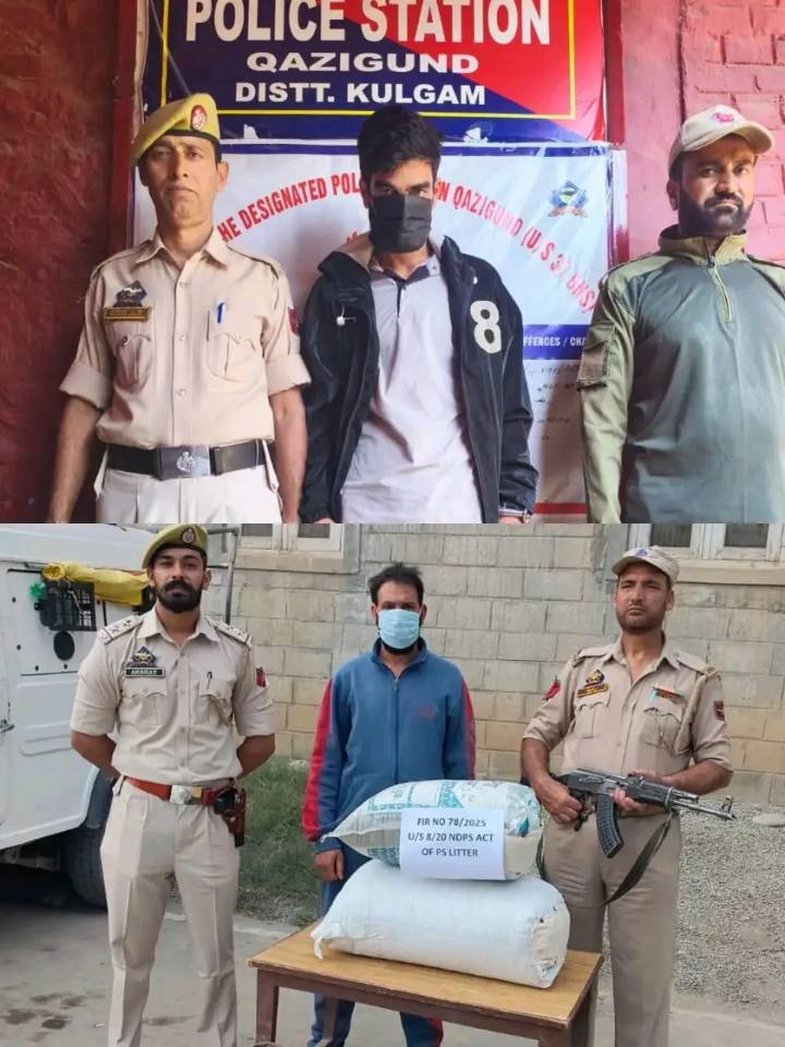 Two drug peddlers arrested in Pulwama, Kulgam
