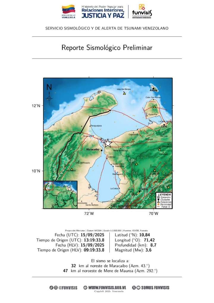 Temblor de 3.6 grados se percibe en Maracaibo y la Costa Oriental del Lago