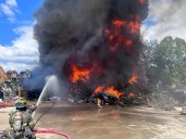 PHOTOS: Firefighters battle blaze at Asheville scrap yard