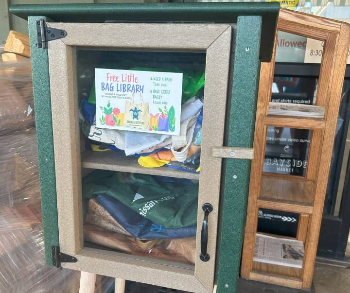 Emerald Keepers installs Little Free Bag Library outside Boney’s