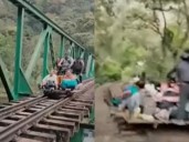 Machu Picchu: turistas salen en carritos artesanales por bloqueo de la vía férrea