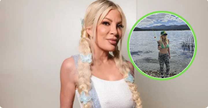Tori Spelling Shows Off Busty Bikini Look On Family Fishing Trip