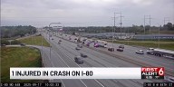 One in hospital after car goes airborne, crashes on Interstate 80 in Omaha