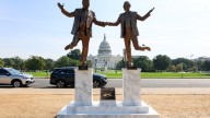 A statue of Trump and Epstein holding hands in D.C. is removed as fast as it appeared