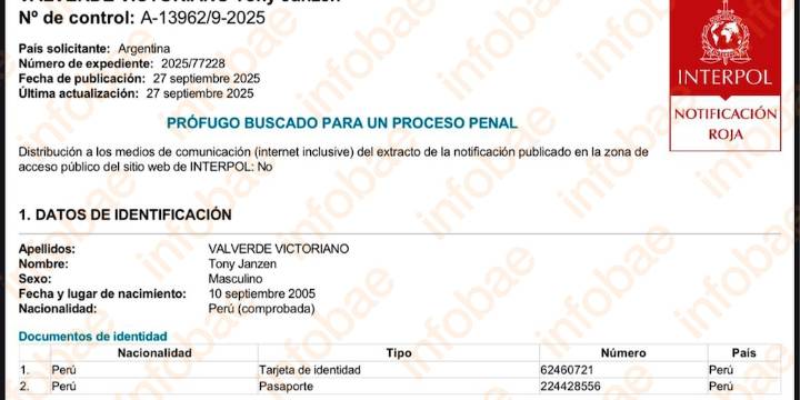 Los detalles de la notificación roja de Interpol en la búsqueda internacional de “Pequeño J” por el triple femicidio narco