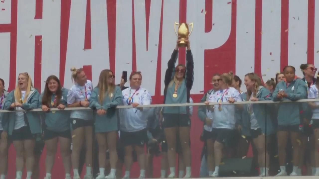 Fans, players celebrate in London after England defeat Canada in Women's Rugby World Cup final