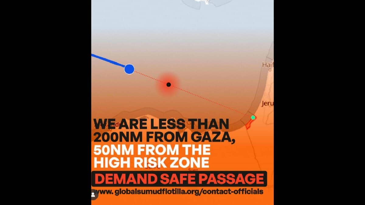 Gaza bound Global Samud Flotilla nears Israeli high risk zone