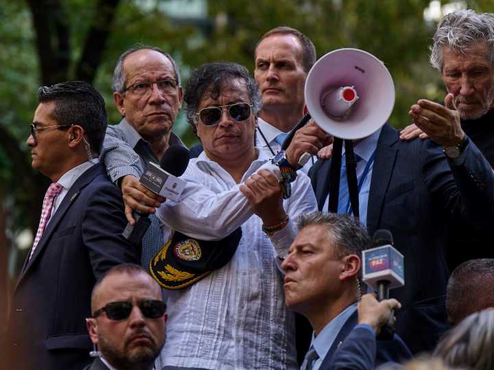 Gustavo Petro marchó por Gaza junto a Roger Waters en Nueva York y prometió reclutar colombianos para pelear contra Israel