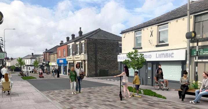 Town centre though road could be closed to traffic or made one way to allow ‘markets, outdoor seating and socialising’