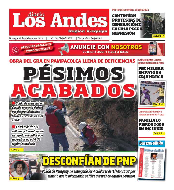 AREQUIPA: Diario Los Andes 29/09/2025