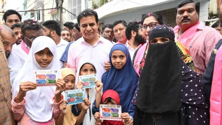 Jubilee Hills by election: KTR hands out ‘Congress Baaki cards’