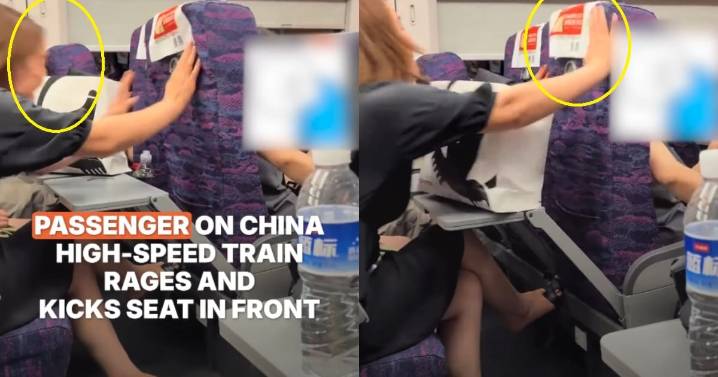 Pasajera en China enloquece cuando el asiento de al lado se reclina sobre ella y comienza a golpearlo furiosa