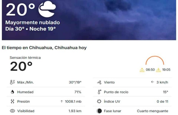 Jueves con máxima de 30 grados centígrados
